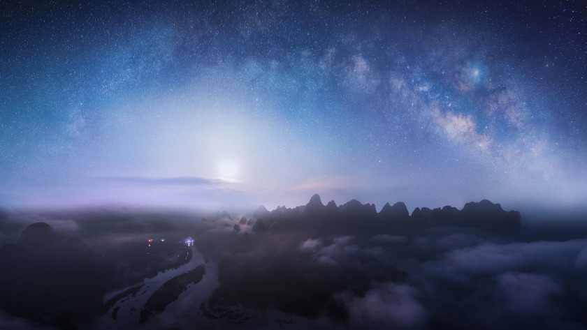 桂林山水星空夜晚风景4k壁纸